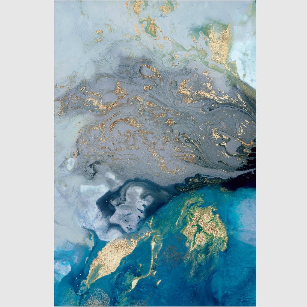 Wall art - Marbled Blue And Gold 2 sets- Canvas Prints- Poster Prints