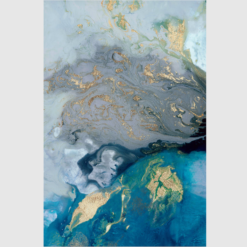Wall art - Marbled Blue And Gold 2 sets- Canvas Prints- Poster Prints