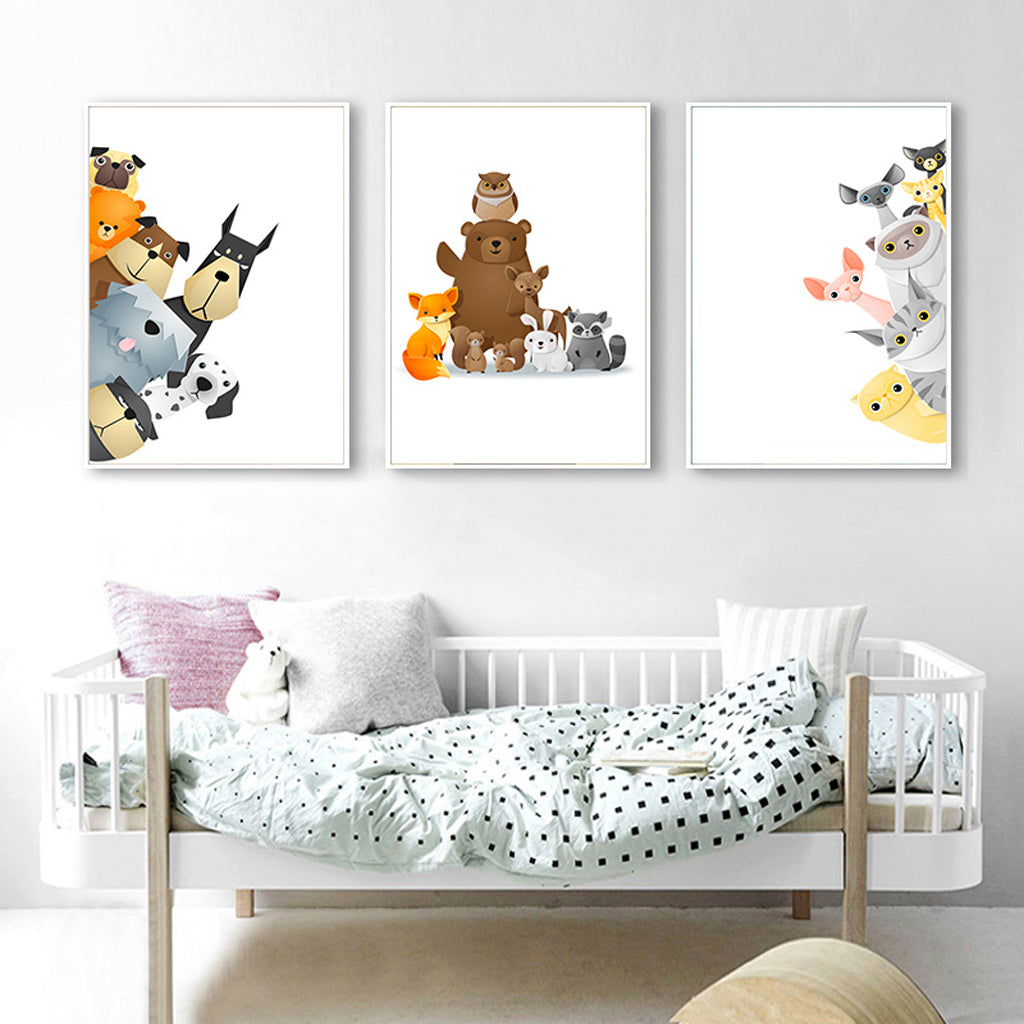 Wall Art prints - Animals' party 3 sets - Poster Prints -Canvas Prints