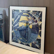 Scarf 90 frame | Scarf Frame in Black | Scarf Frame | Frame for Scarf | Vintage Scarf | Silk Scarf Frame | Framed Wall Art, scarf gold frame