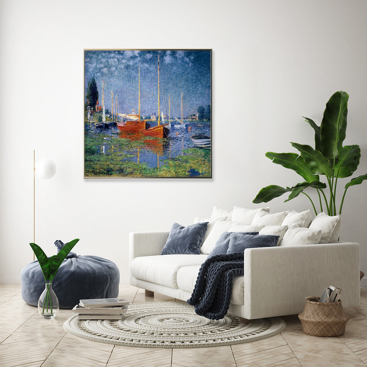 Wall Art - Red Boat By Monet - Canvas Prints-Poster Prints