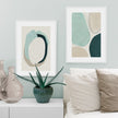 Wall art - Abstract Green Circle 2 sets- Canvas Prints- Poster Prints