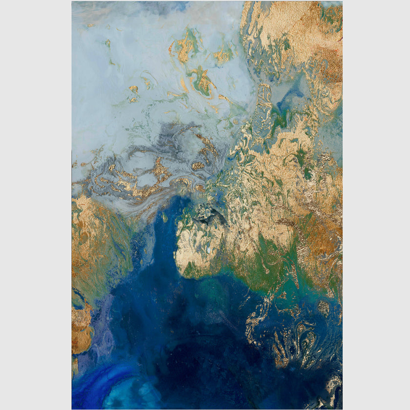 Wall art - Marbled Blue And Gold 2 sets- Canvas Prints- Poster Prints