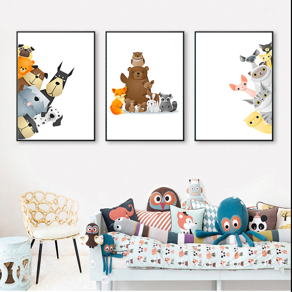 Wall Art prints - Animals' party 3 sets - Poster Prints -Canvas Prints