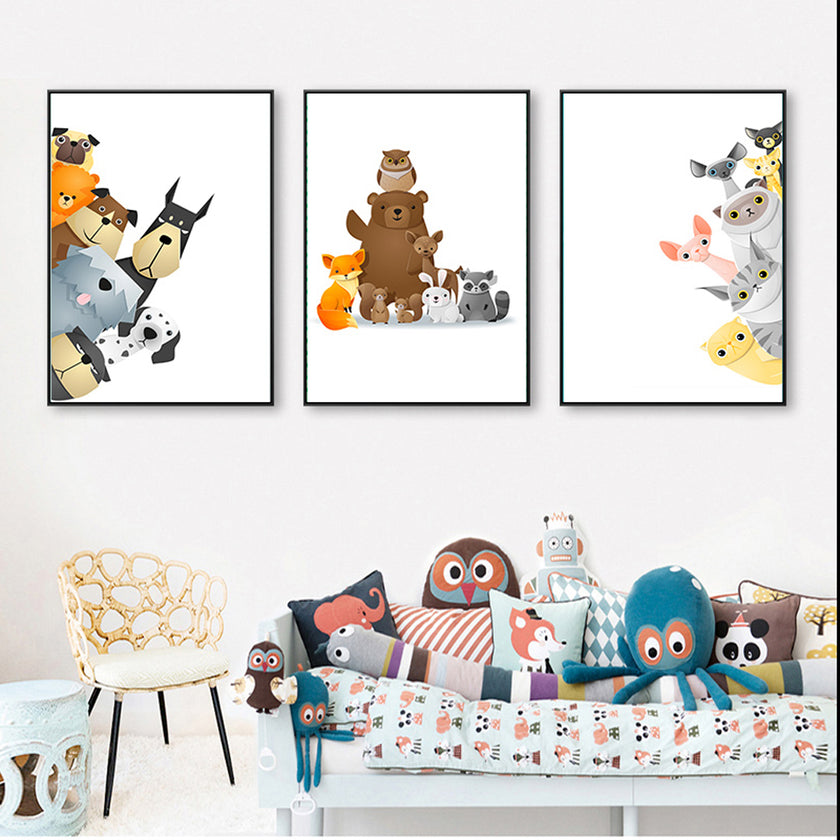 Wall Art prints - Animals' party 3 sets - Poster Prints -Canvas Prints