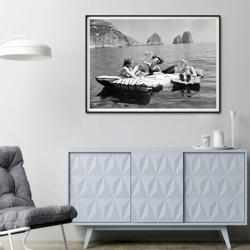 Wall Art - Three Italian Women Eating Spaghetti Pasta - Canvas Prints-Poster Prints