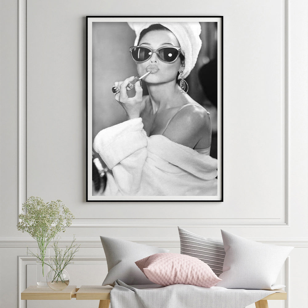 Wall Art - Girl Applying Lipstick - Canvas Prints-Poster Prints