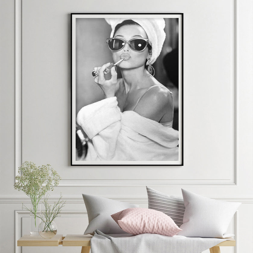 Wall Art - Girl Applying Lipstick - Canvas Prints-Poster Prints