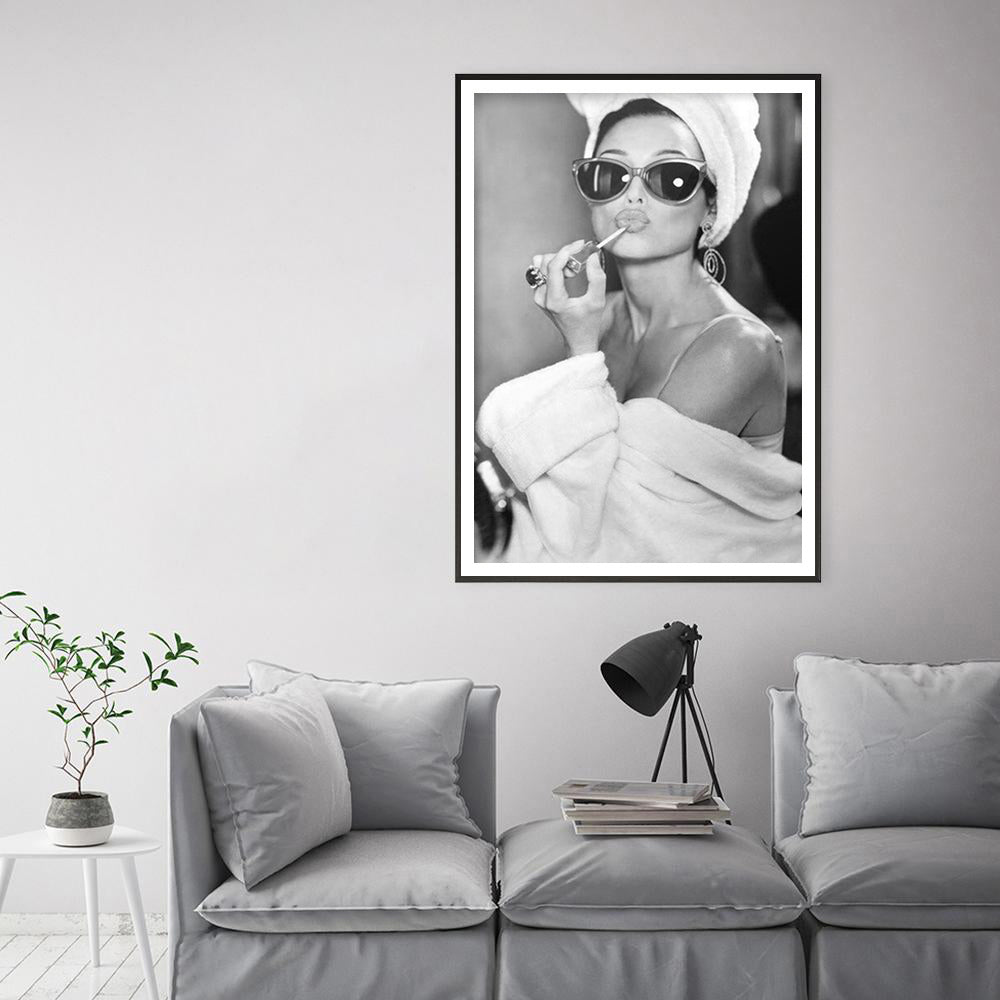 Wall Art - Girl Applying Lipstick - Canvas Prints-Poster Prints