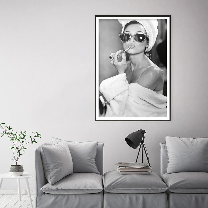 Wall Art - Girl Applying Lipstick - Canvas Prints-Poster Prints