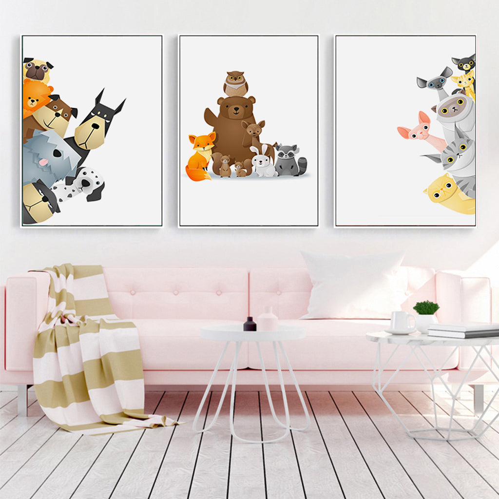 Wall Art prints - Animals' party 3 sets - Poster Prints -Canvas Prints