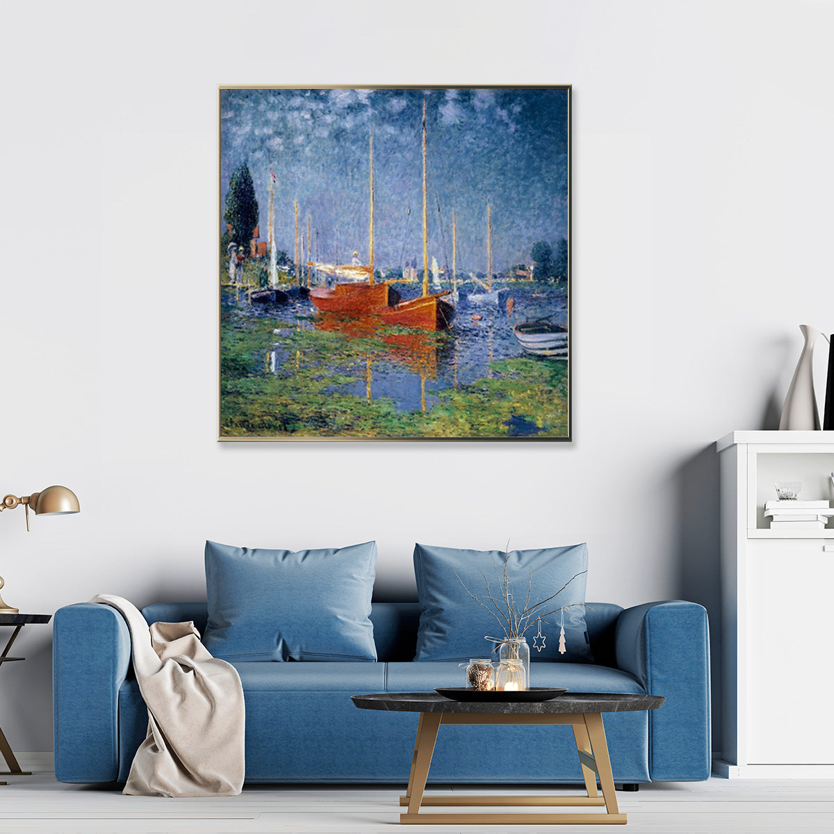 Wall Art - Red Boat By Monet - Canvas Prints-Poster Prints
