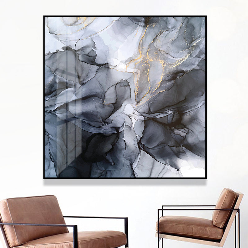 Wall Art - Marbled Black Grey - Canvas Prints-Poster Prints