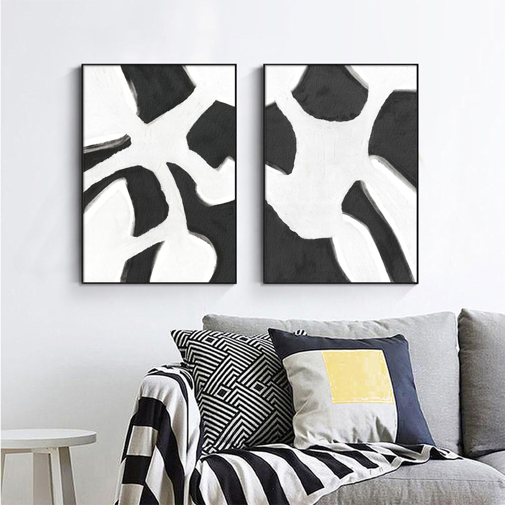 Wall art - Abstract Black White (2 sets)- Canvas Prints- Poster Prints