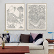 Wall art - Line Art Mountain 2 sets - Canvas Prints- Poster Prints