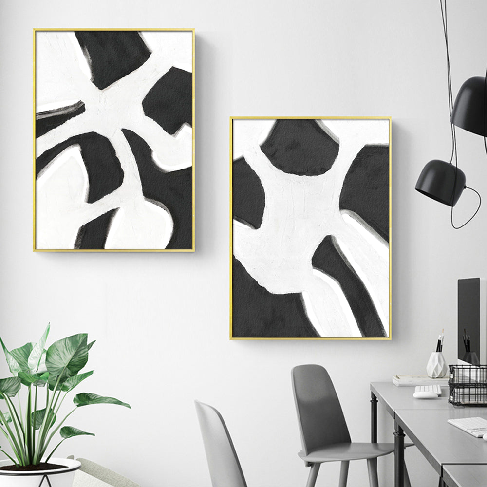 Wall art - Abstract Black White (2 sets)- Canvas Prints- Poster Prints