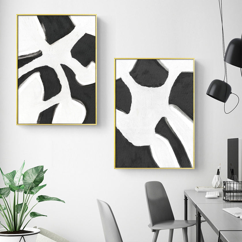 Wall art - Abstract Black White (2 sets)- Canvas Prints- Poster Prints