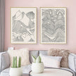 Wall art - Line Art Mountain 2 sets - Canvas Prints- Poster Prints