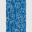 Wall Art - Line Art Faces Blue Background - Poster Prints -Canvas Prints