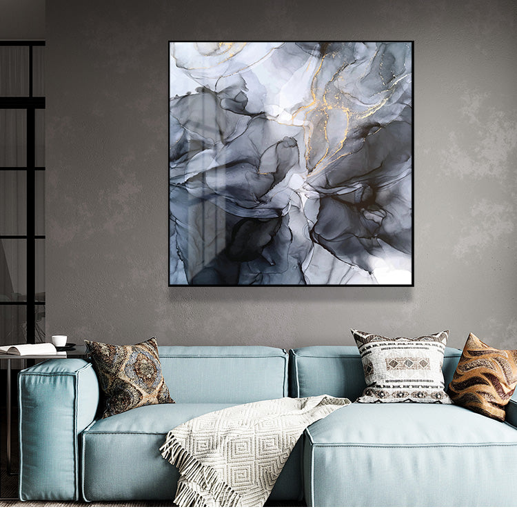Wall Art - Marbled Black Grey - Canvas Prints-Poster Prints