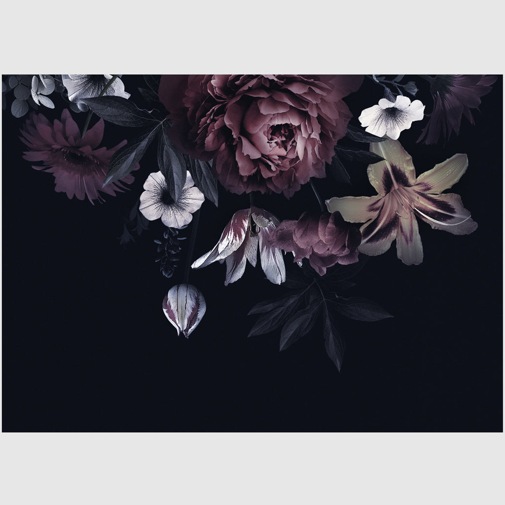 Wall Art - Floral In Black Background - Canvas Prints - Poster Prints