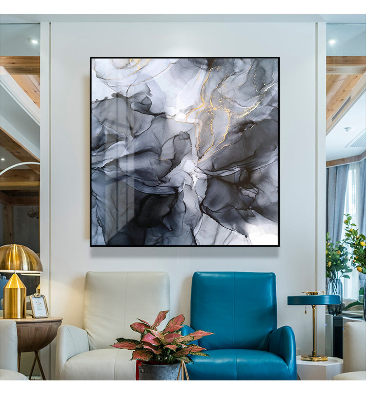 Wall Art - Marbled Black Grey - Canvas Prints-Poster Prints