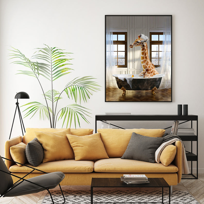 Wall Art - Giraffe In Bathroom - Canvas Prints-Poster Prints