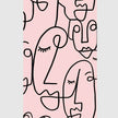 Wall Art - Line Art Lady Faces Pink Background - Poster Prints -Canvas Prints