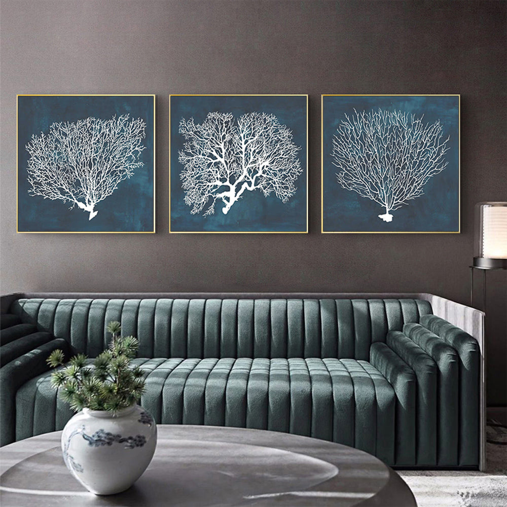 Wall Art - Blue Coral 3 Sets - Canvas Prints - Poster Prints