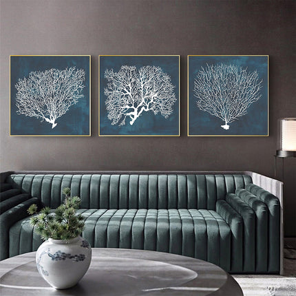 Wall Art - Blue Coral 3 Sets - Canvas Prints - Poster Prints