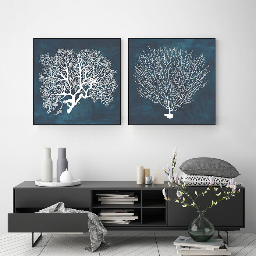 Wall Art - Blue Coral (2 sets)- Canvas Prints-Poster Prints