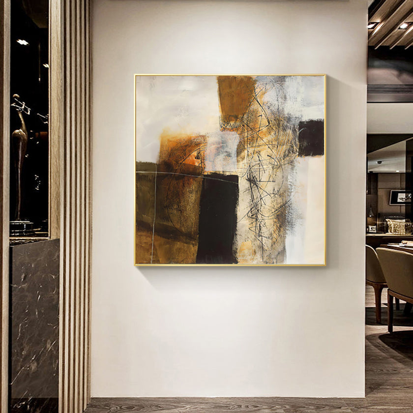 Wall Art - Abstract gold brown painting style- Canvas Prints-Poster Prints