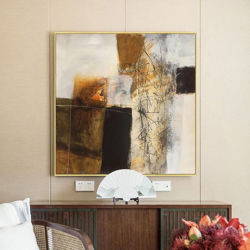 Wall Art - Abstract gold brown painting style- Canvas Prints-Poster Prints