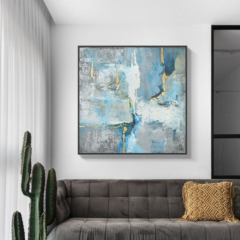 Wall Art - Abstract marbled blue modern style - Canvas Prints-Poster Prints