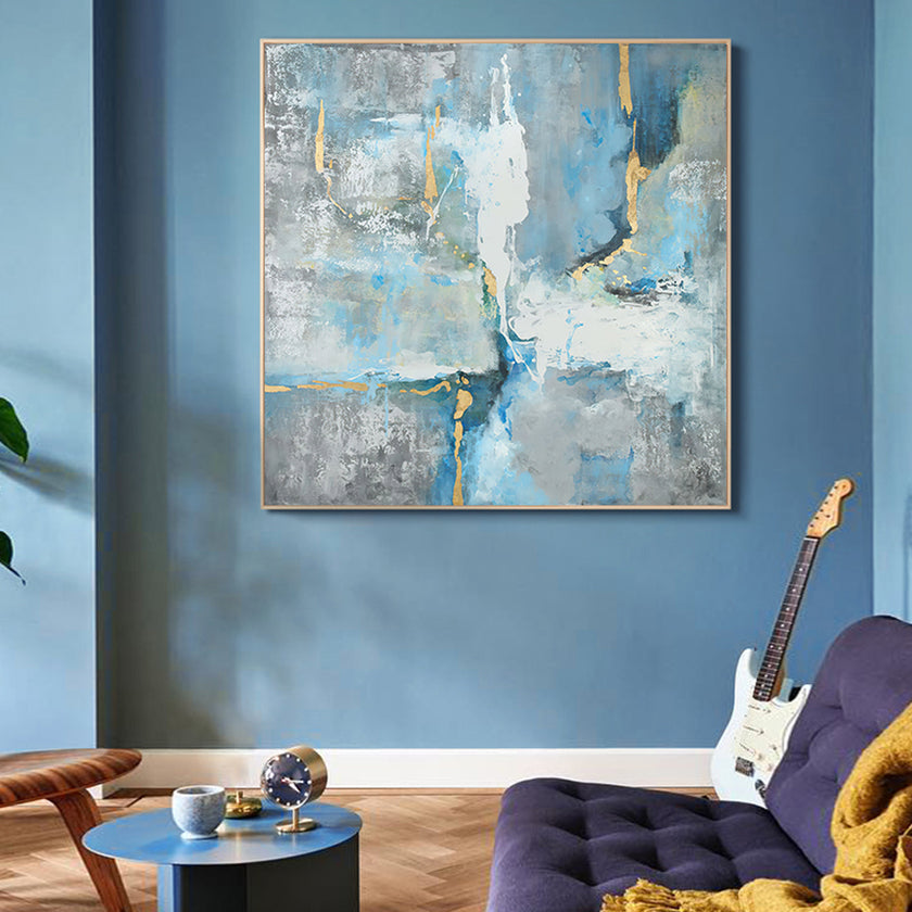Wall Art - Abstract marbled blue modern style - Canvas Prints-Poster Prints