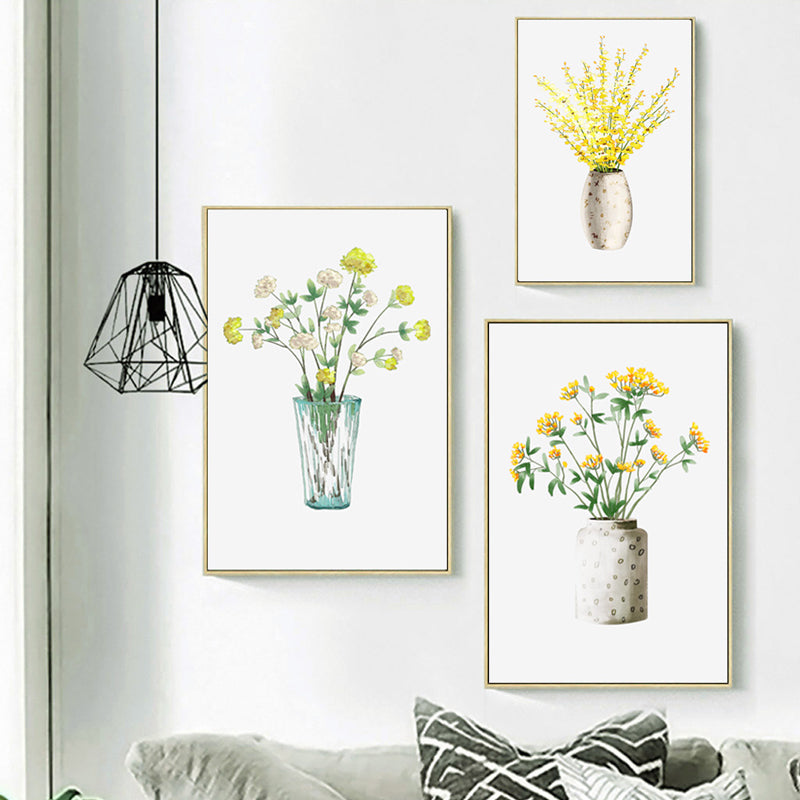 Wall Art -Yellow Flowers In Vases 3 sets - Poster Prints -Canvas Prints