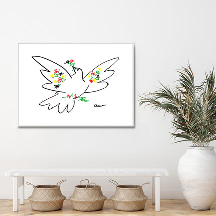 Wall Art - Dove of Peace and Flowers By Picasso  - Canvas Prints-Poster Prints