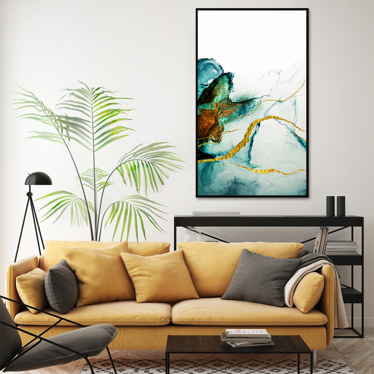 Wall Art – Abstract Green Gold - Canvas Prints - Poster Prints