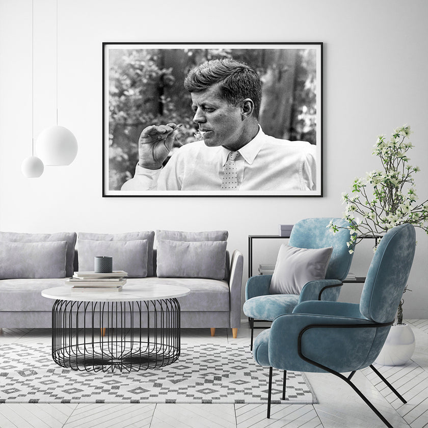 Wall Art - President John F Kennedy smoking a Marijuana Blunt- Canvas Prints-Poster Prints