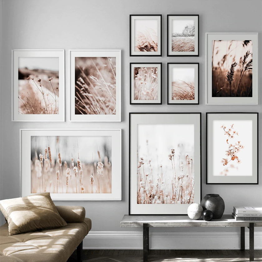 Wall Art prints - Grass ( white series 3 sets )- Poster Prints -Canvas Prints