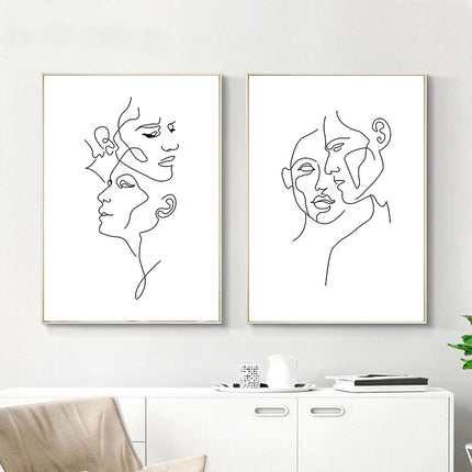 Wall Art - Line art - Happy choose (B+C 2 sets)- Canvas Prints-Poster Prints