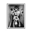 Wall Art - Woman Drinking On The Toilet - Canvas Prints-Poster Prints