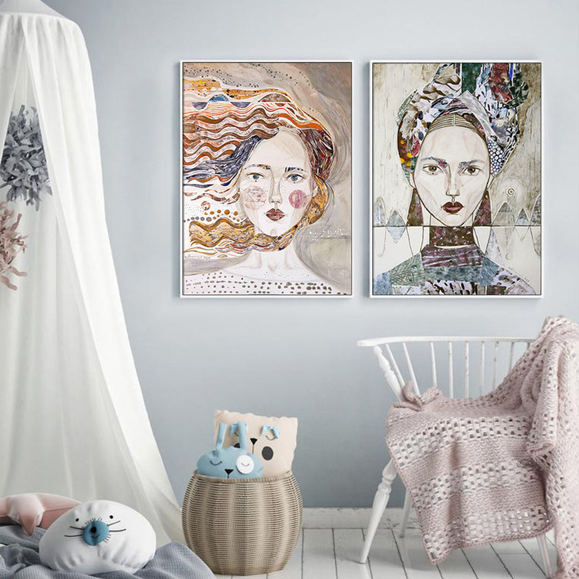 Wall art - Woman Faces (2 sets)- Canvas Prints- Poster Prints