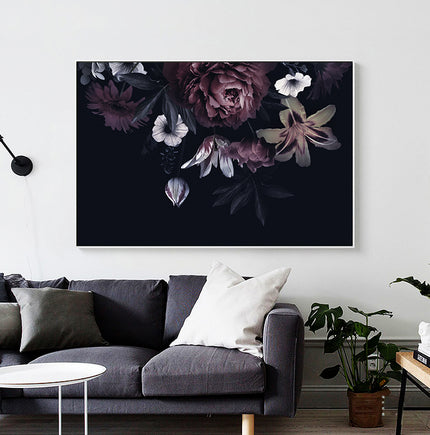 Wall Art - Floral In Black Background - Canvas Prints - Poster Prints