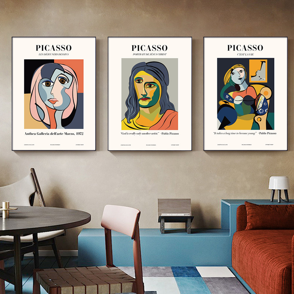 Wall Art - Abstract Figures By Pablo Picasso ( 3 sets )- Poster Prints -Canvas Prints