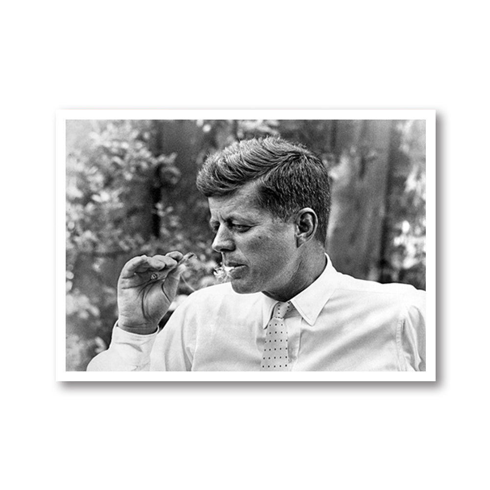 Wall Art - President John F Kennedy smoking a Marijuana Blunt- Canvas Prints-Poster Prints