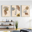 Wall Art  - Beige Leaves And Flowers 3 Sets - Poster Prints -Canvas Prints