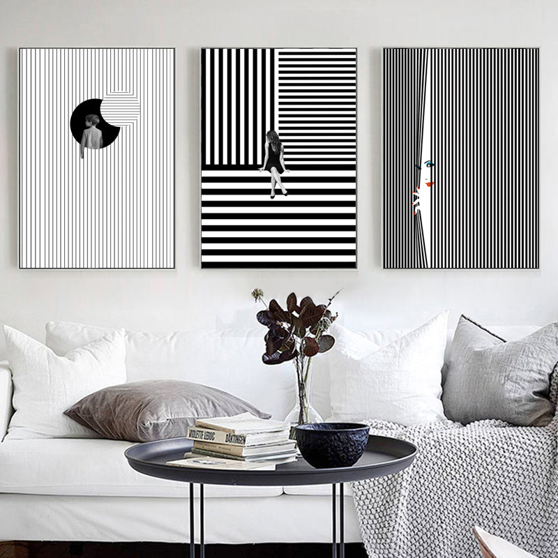 Wall Art prints - Peeking fashion girl ( 3 sets )- Poster Prints -Canvas Prints