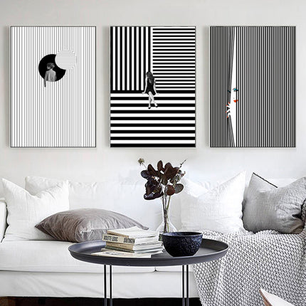 Wall Art prints - Peeking fashion girl ( 3 sets )- Poster Prints -Canvas Prints