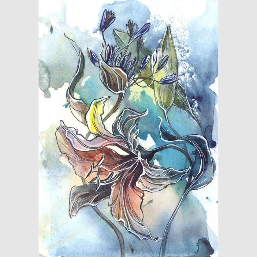 Wall art - Watercolor Style Abstract Flower C - Canvas Prints - Poster Prints